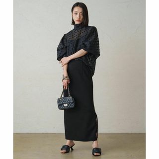 ラウンジドレス(Loungedress)の新品 未使用 【Loungedress】ポンチZIPタイトスカート 黒 XS(ロングスカート)