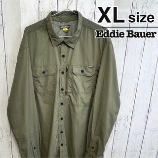 エディーバウアー(Eddie Bauer)のEddie Bauer　ナイロンシャツ　XL　カーキグリーン　ワーク　USA古着(シャツ)