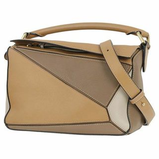 ロエベ(LOEWE)のロエベ パズルバッグ スモール 2WAY ショルダーバッグ カーフレザー キャンバス ベージュ ブラウン ゴールド レディース 美品 1261(ショルダーバッグ)