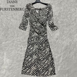 ダイアンフォンファステンバーグ(DIANE von FURSTENBERG)のDIANE von FURSTENBERG シルク　ギャザードレープ総柄ドレス(ロングワンピース/マキシワンピース)