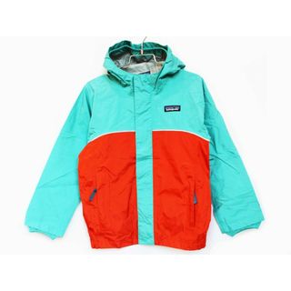 パタゴニア(patagonia)の【春物 新入荷!】[パタゴニア/Patagonia]110cm トレントシェルジャケット/ナイロンブルゾン/ナイロンジャンパー/ウィンドブレーカー エメラルドグリーン×オレンジ 防水 アウトドア【中古】子供服 キッズ kids 男の子 女の子 春夏秋 otr 513042(ジャケット/上着)