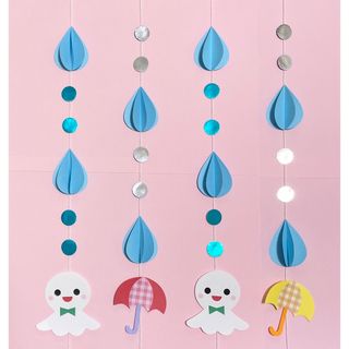 梅雨③吊るし飾り　ガーランド　壁面飾り　保育園　雨　6月(その他)