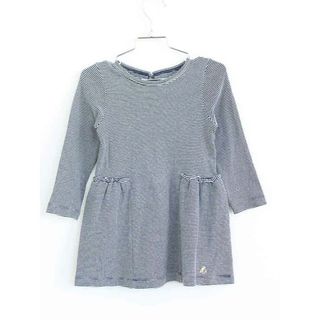 プチバトー(PETIT BATEAU)の【春物 新入荷】†プチバトー/PETIT BATEAU†104cm(4ans) 長袖ワンピース 白×紺【中古】子供服 キッズ kids 女の子 春秋 onepi 513042(ワンピース)