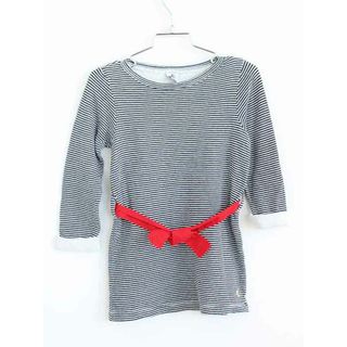 プチバトー(PETIT BATEAU)の【春物 新入荷】†プチバトー/PETIT BATEAU†104cm(4ans) 長袖ワンピース 白×紺【中古】子供服 キッズ kids 女の子 春秋冬 onepi 513042(ワンピース)