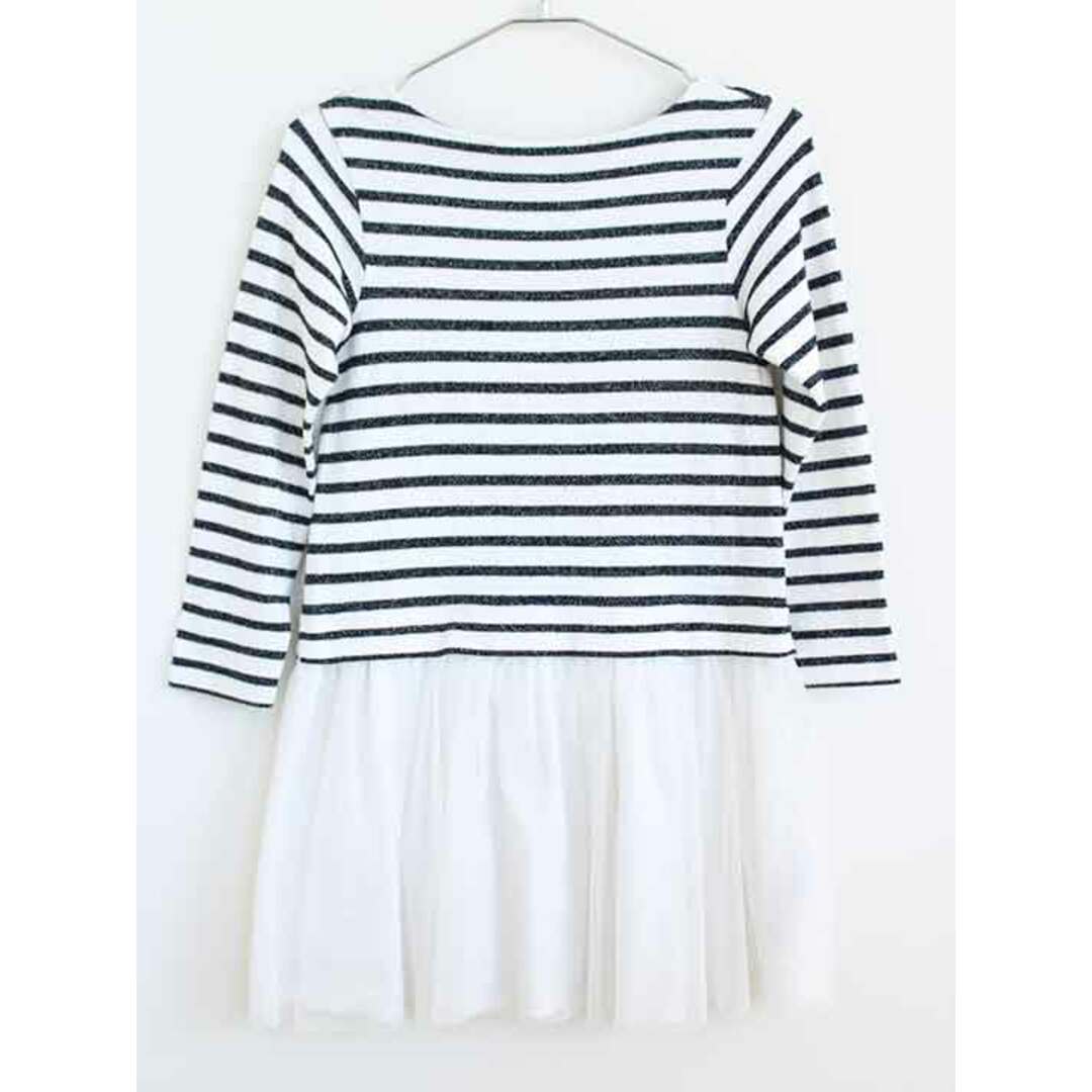 PETIT BATEAU(プチバトー)の【春物 新入荷】†プチバトー/PETIT BATEAU†128cm(8ans) 長袖ワンピース 白×黒【中古】子供服 キッズ kids 女の子 春秋 onepi 513042 キッズ/ベビー/マタニティのキッズ服女の子用(90cm~)(ワンピース)の商品写真