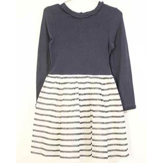 プチバトー(PETIT BATEAU)の【春物 新入荷!】〓プチバトー/PETIT BATEAU〓116cm  長袖ワンピース 紺×白 【中古】 子供服 キッズ kids 女の子  春秋 onepi  213042(ワンピース)