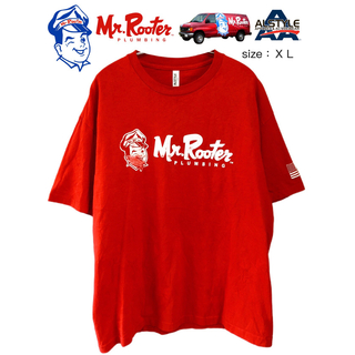 トリプルエー(AAA)のMr. Rooter　ミスター・ルーター　Tシャツ　XL　赤　USA古着(Tシャツ/カットソー(半袖/袖なし))