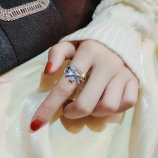 ◆新品◆BOX付き☆シルバー☆豪華リボンリング☆指輪☆フリー(リング(指輪))