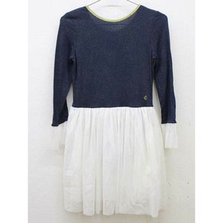 プチバトー(PETIT BATEAU)の【春物 新入荷!】新品 未使用品▽プチバトー/PETIT BATEAU▽152cm 長袖ワンピース 紺×白系 ロンパース型 子供服 キッズ kids ジュニア 女の子 春秋 onepi 813042(ワンピース)