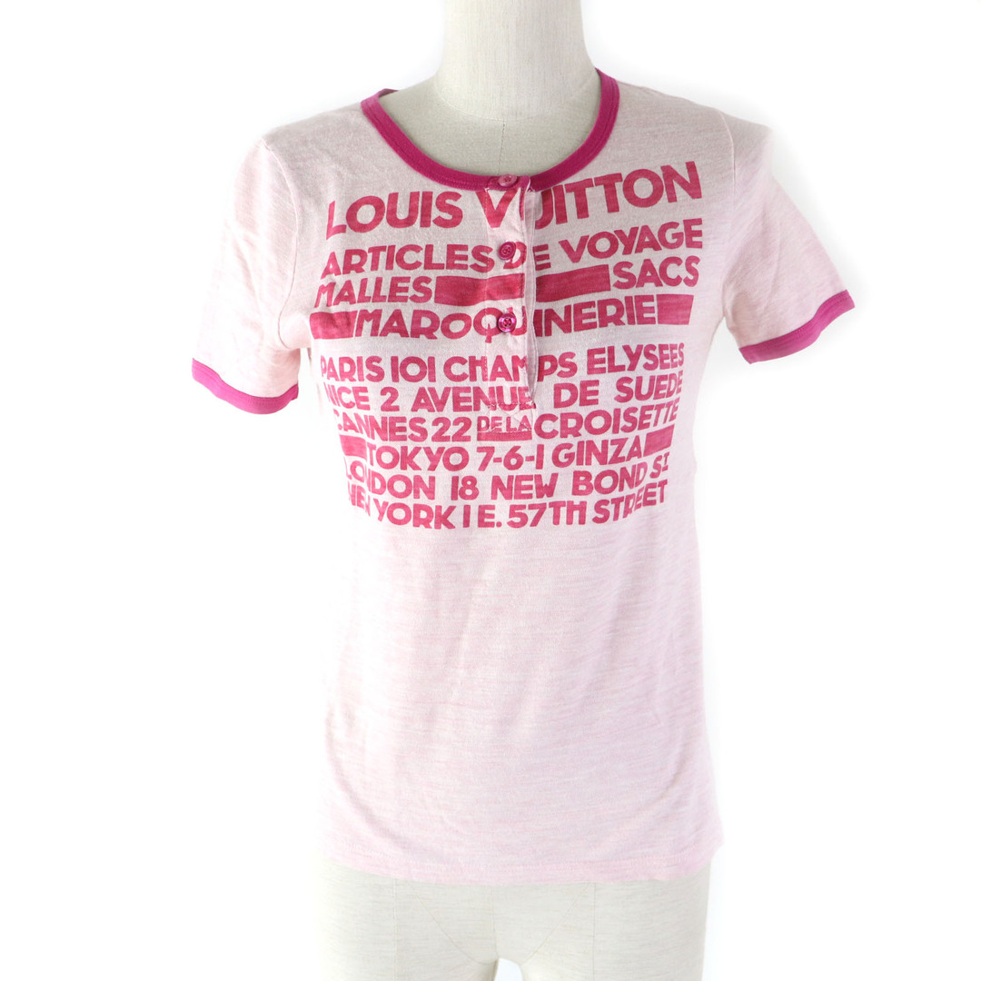 LOUIS VUITTON(ルイヴィトン)の美品★LOUIS VUITTON ルイヴィトン ロゴデザイン ロゴボタン付  半袖Ｔシャツ/トップス ピンク S イタリア製 正規品 レディース レディースのトップス(Tシャツ(半袖/袖なし))の商品写真