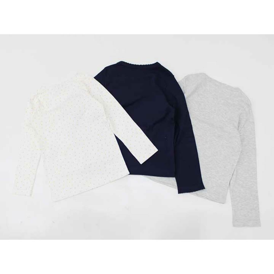 PETIT BATEAU(プチバトー)の【新入荷!】〔プチバトー/PETIT BATEAU〕116cm 肌着/長袖Tシャツ3枚set 白×紺×グレー【中古】【ネット限定】子供 キッズ kids 女の子 春秋 tops 513042 キッズ/ベビー/マタニティのキッズ服女の子用(90cm~)(下着)の商品写真