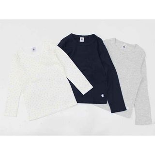 プチバトー(PETIT BATEAU)の【新入荷!】〔プチバトー/PETIT BATEAU〕116cm 肌着/長袖Tシャツ3枚set 白×紺×グレー【中古】【ネット限定】子供 キッズ kids 女の子 春秋 tops 513042(下着)