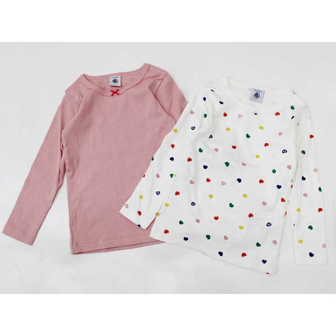 PETIT BATEAU(プチバトー)の【新入荷!】〔プチバトー/PETIT BATEAU〕104cm 肌着/長袖Tシャツ2枚set 白×ピンク【中古】【ネット限定】子供 キッズ kids 女の子 春秋 tops 513042 キッズ/ベビー/マタニティのキッズ服女の子用(90cm~)(下着)の商品写真