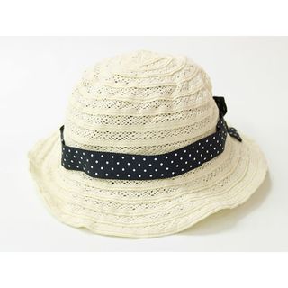 ミキハウス(mikihouse)の【春物 新入荷!】▲ミキハウス/mikihouse▲56cm レースハット/帽子 アイボリー×紺系ドット ピクニック 日よけ 紫外線対策【中古】子供 キッズ kids ジュニア 女の子 春夏 bagetc 313042(帽子)