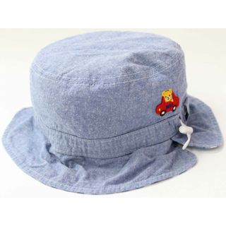 ミキハウス(mikihouse)の【春物 新入荷!】◇ミキハウス/mikihouse◇52-54cm ハット/帽子 ライトインディゴ＆青×白 リバーシブル アウトドア キャンプ ピクニック 日よけ 熱中症対策【中古】子供 キッズ kids 男の子 春夏 bagetc 413042(帽子)