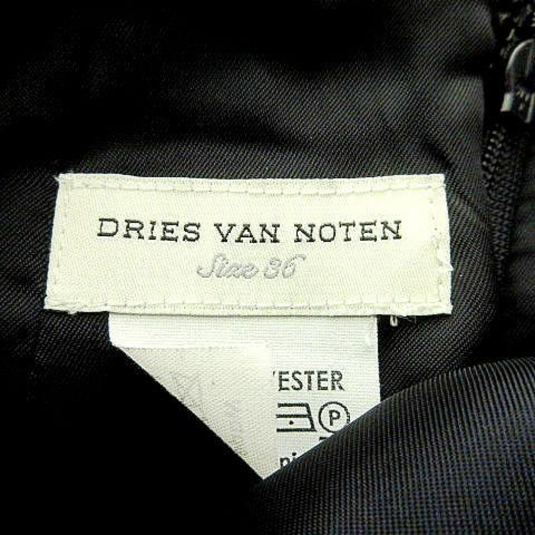 DRIES VAN NOTEN(ドリスヴァンノッテン)のドリスヴァンノッテン 美品 サイド シャーリング スカート ひざ丈 36 黒 レディースのスカート(ひざ丈スカート)の商品写真