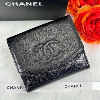 シャネル(CHANEL)のシャネル CHANEL ココマーク　キャビアスキン Wホック　折り財布　8番台(財布)