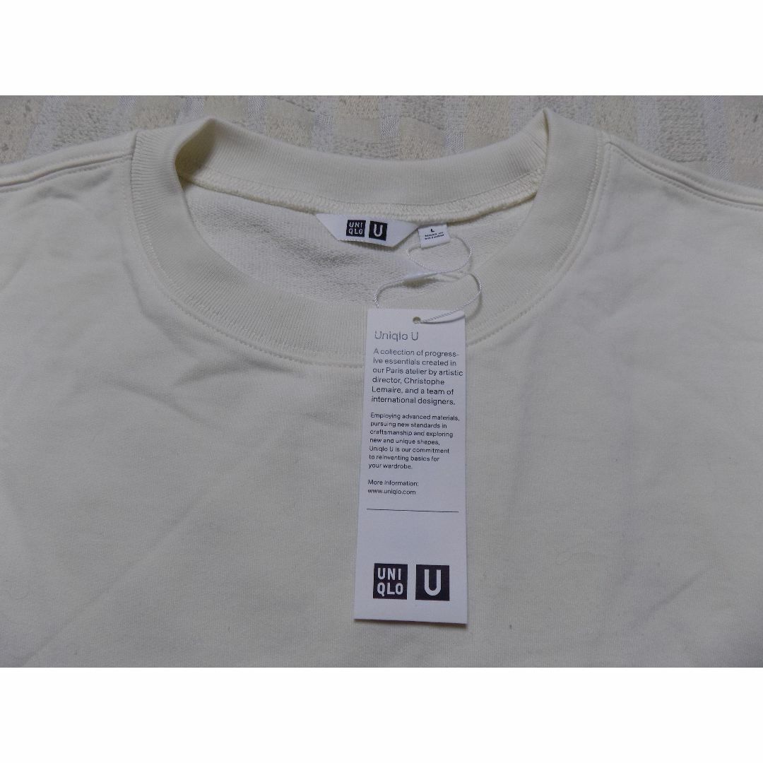 UNIQLO(ユニクロ)の未使用タグ付　ユニクロ U　オフホワイト　クールネックシャツ L　（管B4） レディースのトップス(カットソー(半袖/袖なし))の商品写真