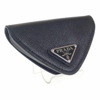 プラダ(PRADA)のプラダ サフィアーノ 三角形 コインケース コンパクト 小銭入れ 黒(コインケース/小銭入れ)