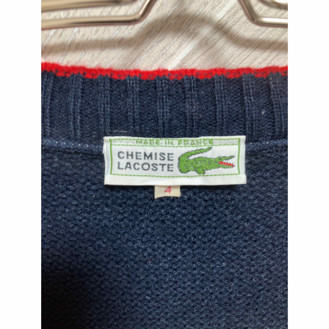 LACOSTE(ラコステ)の【古着】ラコステ ニット ベスト フランス製 フレンチ ネイビー 70's M メンズのトップス(ベスト)の商品写真