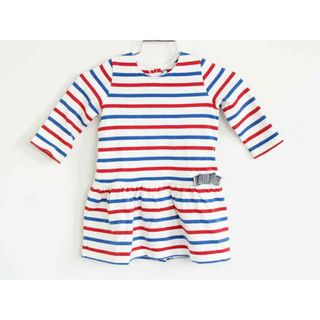 プチバトー(PETIT BATEAU)の【春物 新入荷】†プチバトー/PETIT BATEAU†74cm(12M) 長袖ワンピース 白×赤×青【中古】子供服 キッズ kids ベビー服 baby 女の子 春秋 onepi 513042(ワンピース)