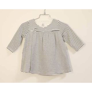 プチバトー(PETIT BATEAU)の【春物 新入荷!】〓プチバトー/PETIT BATEAU〓74cm  長袖ワンピース  紺×白【中古】  子供服 キッズ kids ベビー baby 女の子  春秋 onepi  213042(ワンピース)