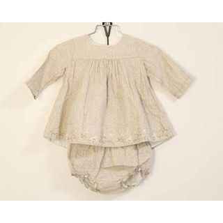 プチバトー(PETIT BATEAU)の【春物 新入荷!】〓プチバトー/PETIT BATEAU〓67cm  長袖ワンピース ブルマ付き ベージュ 【中古】 子供服 キッズ kids ベビー baby 女の子  春秋 onepi  213042(ワンピース)