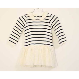 プチバトー(PETIT BATEAU)の【春物 新入荷!】〓プチバトー/PETIT BATEAU〓81cm  長袖ワンピース 白×紺 【中古】 子供服 キッズ kids ベビー baby 女の子  春秋 onepi  213042(ワンピース)