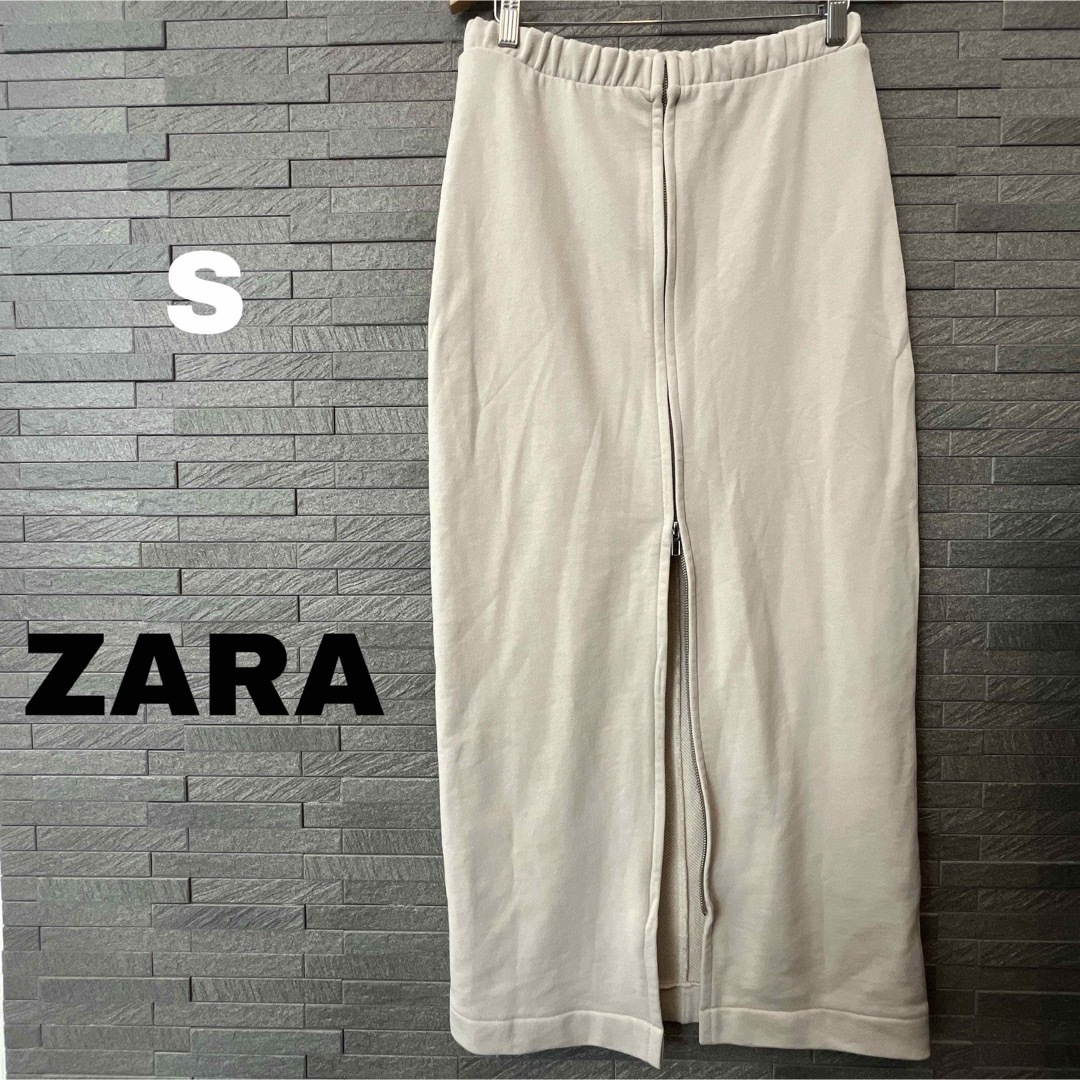 ZARA(ザラ)のザラZARA スウェット トレーナー ロングスカート ベージュ スリット入り 白 レディースのスカート(ロングスカート)の商品写真