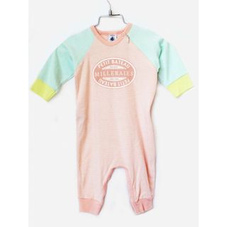 プチバトー(PETIT BATEAU)の【春物 新入荷!】新品 未使用品[プチバトー/PETIT BATEAU]67cm 長袖カバーオール/長袖ロンパース ピンク×ブルー系 子供服 キッズ kids ベビー服 baby 女の子 春秋 onepi 213042(カバーオール)