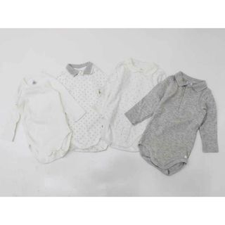 プチバトー(PETIT BATEAU)の【新入荷!】〔プチバトー/PETIT BATEAU〕67cm 長袖ロンパース/ボディオール4点set  白×グレー【中古】【ネット限定】子供 キッズ kids ベビー baby 男の子 春 onepi 513042(カバーオール)