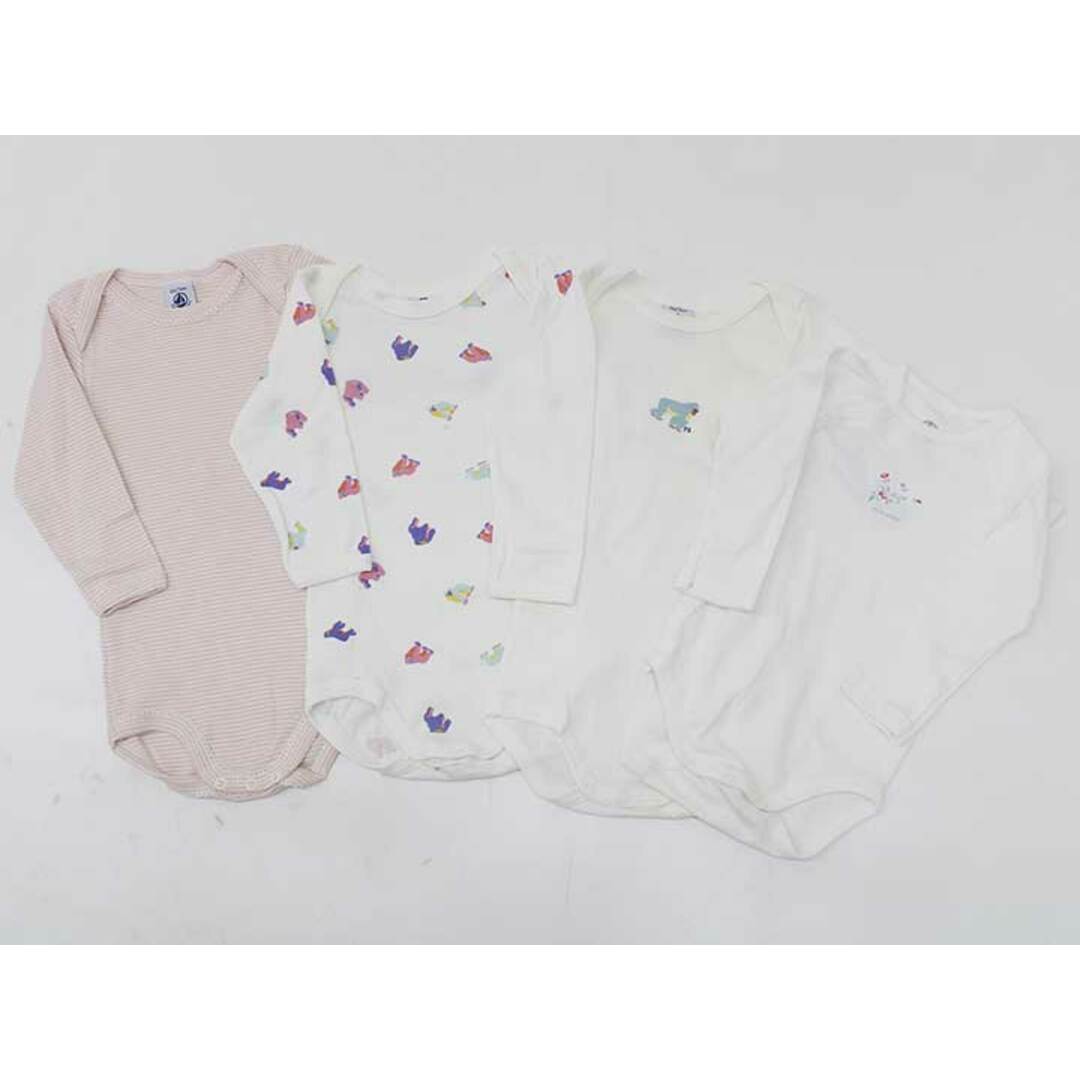 PETIT BATEAU(プチバトー)の【新入荷!】▽プチバトー/PETIT BATEAU▽74cm 長袖ボディオール/ロンパース/カバーオール4点set ピンク×白＆白×マルチカラー＆白＆白【中古】【ネット限定】子供 キッズ kids ベビー baby 女の子 春 onepi 513042 キッズ/ベビー/マタニティのベビー服(~85cm)(カバーオール)の商品写真