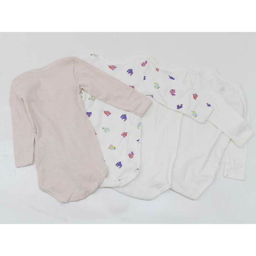 PETIT BATEAU(プチバトー)の【新入荷!】▽プチバトー/PETIT BATEAU▽74cm 長袖ボディオール/ロンパース/カバーオール4点set ピンク×白＆白×マルチカラー＆白＆白【中古】【ネット限定】子供 キッズ kids ベビー baby 女の子 春 onepi 513042 キッズ/ベビー/マタニティのベビー服(~85cm)(カバーオール)の商品写真