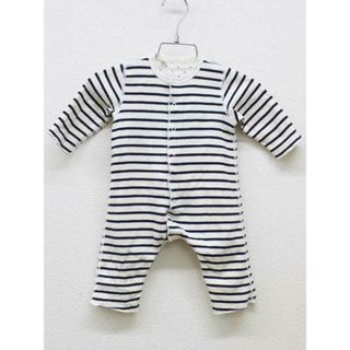 プチバトー(PETIT BATEAU)の【春物 新入荷!】▽プチバトー/PETIT BATEAU▽60-70cm位 長袖カバーオール/ロンパース アイボリー×紺 リバーシブル【中古】子供服 キッズ kids ベビー服 baby 男の子 春秋冬 onepi 313042(カバーオール)