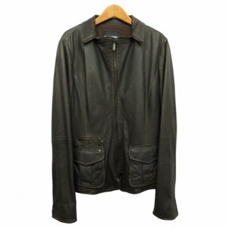 エンポリオアルマーニ(Emporio Armani)のエンポリオアルマーニ ラムレザー ライダース ジャケット ダークブラウン 44(ライダースジャケット)