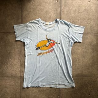 70s80s ヴィンテージtシャツ USA製 染み込みプリント オールドスケート(Tシャツ/カットソー(半袖/袖なし))