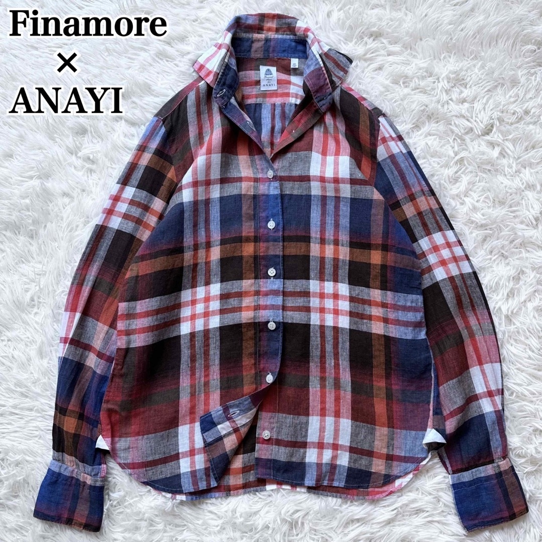 ANAYI(アナイ)のFinamore ANAYI別注 リネンシャツ 麻100% イタリア製 チェック レディースのトップス(シャツ/ブラウス(長袖/七分))の商品写真