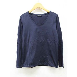 【春物新入荷】■BARNEYS NEWYORK/バーニーズニューヨーク■Vネックカットソー/長袖 ネイビー/紺 レディース 36【中古】春夏 213042