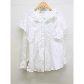 ザラ(ZARA)の【春物新入荷】■ZARA/ザラ■リネンフリルブラウス/長袖 ホワイト/白 レディース S【中古】 春夏 313042(シャツ/ブラウス(半袖/袖なし))