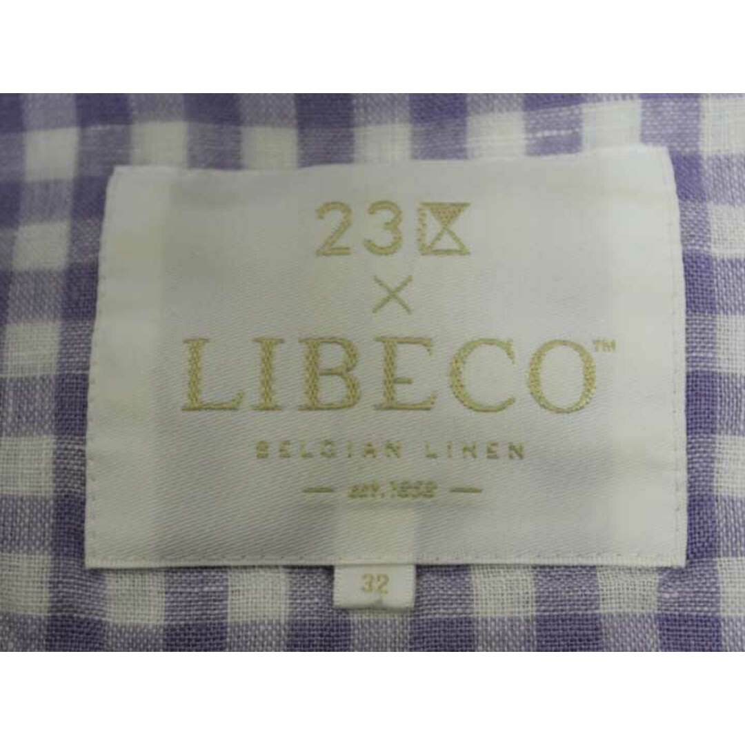 23区(ニジュウサンク)の【春物  新入荷】☆23区×LIBECO/ニジュウサンク☆ギンガムチェックリネンシャツ/シャツ/ブラウス/長袖/ポケット/カジュアル パープル×ホワイト/紫×白 レディース 32【中古】春夏 913042 レディースのトップス(シャツ/ブラウス(半袖/袖なし))の商品写真