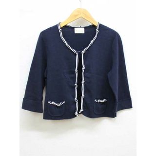 ハロッズ(Harrods)の【春物 新入荷】‡Harrods/ハロッズ‡紐ラインカーディガン/七分袖 ネイビー/紺 レディース 【中古】 春夏 813042(カーディガン)