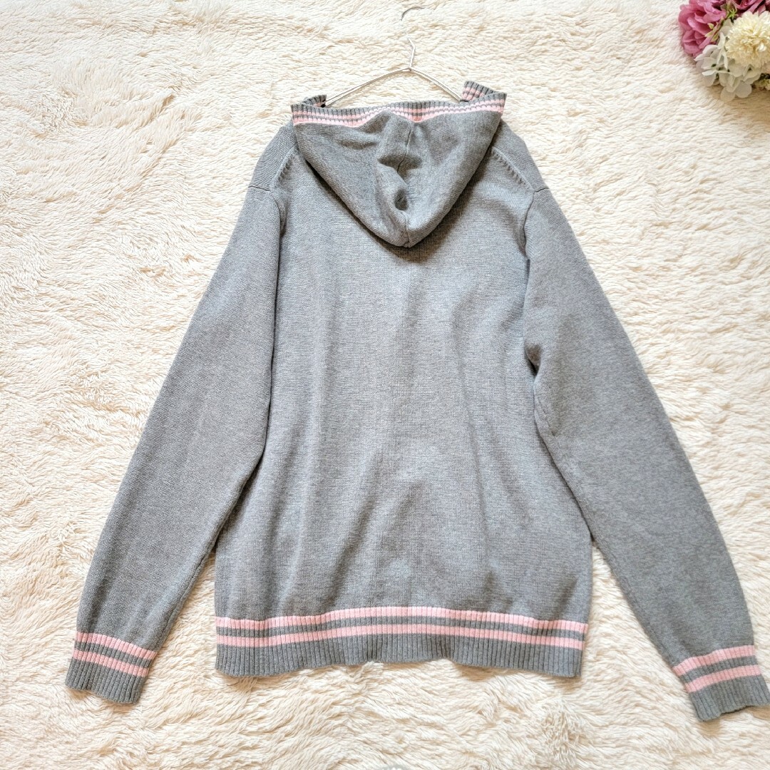 EASTBOY(イーストボーイ)のイーストボーイ●美品♪フード付き女神刺繍チルデンラインニットカーディガン/11号 レディースのトップス(カーディガン)の商品写真