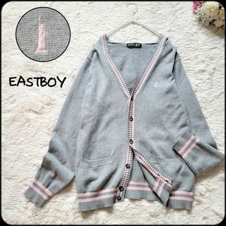 イーストボーイ(EASTBOY)のイーストボーイ●美品♪フード付き女神刺繍チルデンラインニットカーディガン/11号(カーディガン)