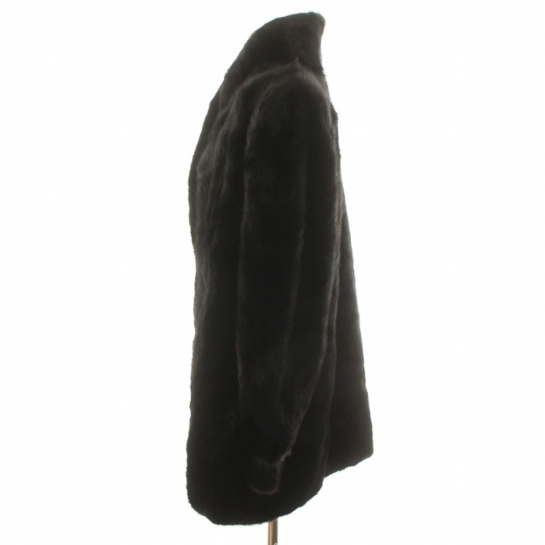 サガミンク 銀サガ 毛皮 コート ハーフ スタンドカラー ダークミンクファー 茶 レディースのジャケット/アウター(毛皮/ファーコート)の商品写真