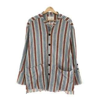 グレッグローレン(Greg Lauren)のGREG LAUREN / グレッグローレン | STRIPE STUDIO SHIRT / コットンフランネル ストライプ オーバーシャツ ジャケット | 4 | BLUE ORANGE | メンズ(Tシャツ/カットソー(七分/長袖))