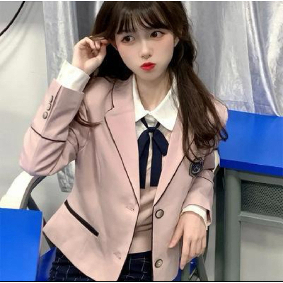 スクールベスト ベスト 韓国制服 ピンク 春 レディースのトップス(ベスト/ジレ)の商品写真