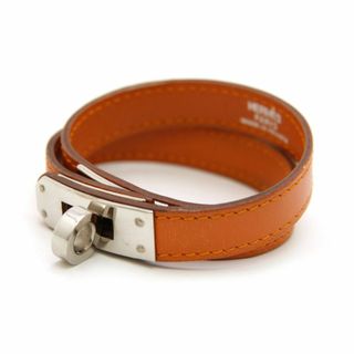 エルメス(Hermes)の良品 エルメス HERMES ブレスレット ケリー ドゥブルトゥール オレンジブラウン □I刻 2005年製 フランス製 シルバー金具 アクセサリー レザーブレス エルメス小物 革(ブレスレット/バングル)