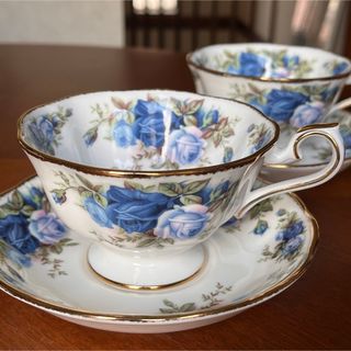 ロイヤルアルバート(ROYAL ALBERT)の【美品】ロイヤルアルバート★ムーンライトローズ★エイボンシェイプC/S 2客(グラス/カップ)