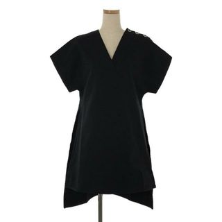 ジルサンダー(Jil Sander)のJIL SANDER / ジルサンダー | コットン Vネック ロングワンピース | XS | ブラック | レディース(ロングワンピース/マキシワンピース)