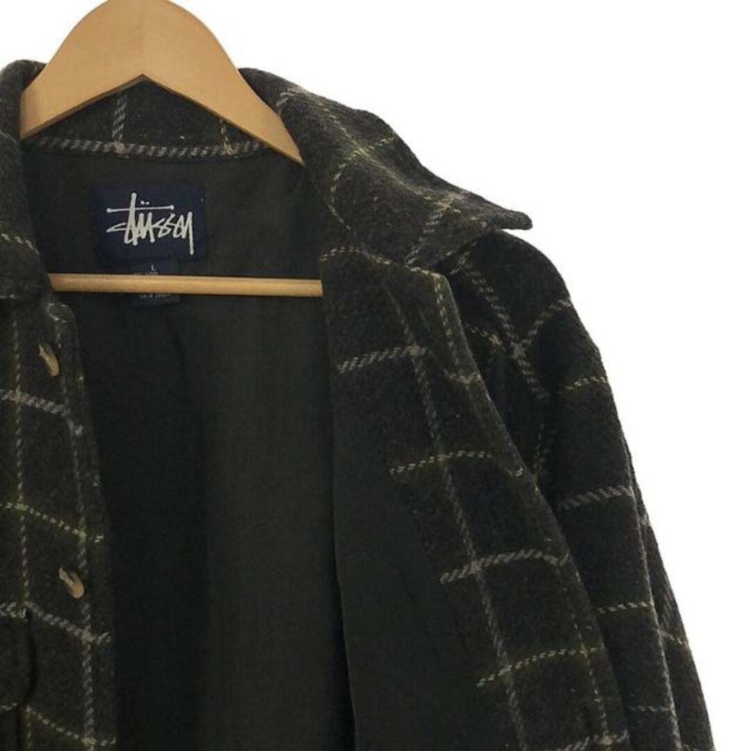 STUSSY(ステューシー)のSTUSSY / ステューシー | 1990s～ OLD / オールド 紺タグ ウール チェック シャツ ジャケット / 総裏地 | L | チャコールグレー | メンズ メンズのトップス(Tシャツ/カットソー(七分/長袖))の商品写真